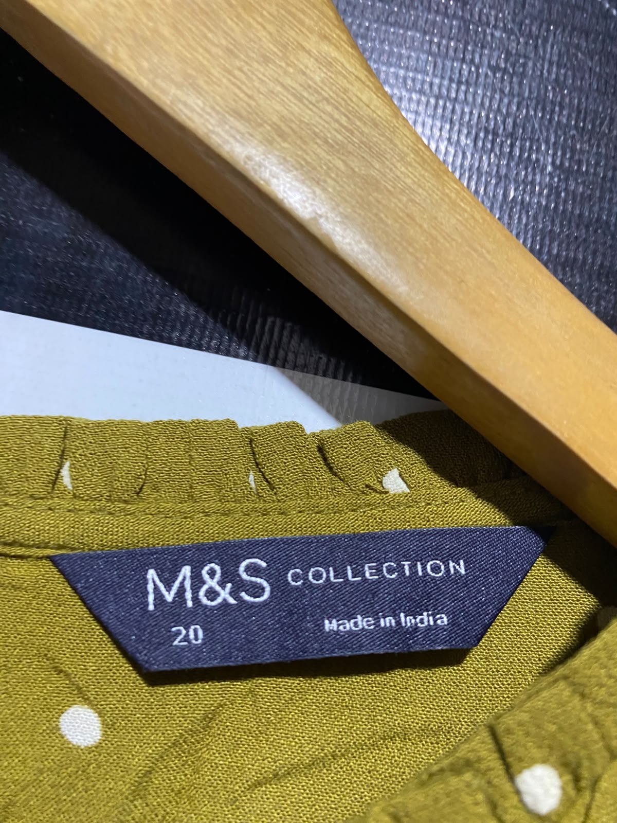M&S |M| BUST 23| A18| WOMEN’S OLIVE GREEN POLKA DOT LONG-SLEEVE BLOUSE