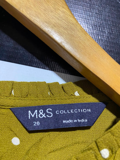M&S |M| BUST 23| A18| WOMEN’S OLIVE GREEN POLKA DOT LONG-SLEEVE BLOUSE