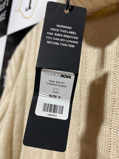 FASHION NOVA |M| BUST 22| A18| WOMEN’S BEIGE RIBBED TURTLENECK CROPPED SWEATER