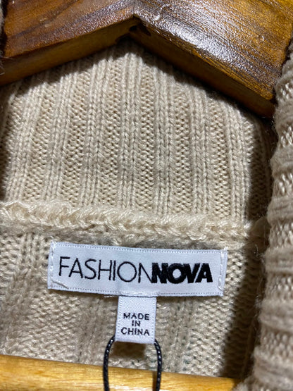FASHION NOVA |M| BUST 22| A18| WOMEN’S BEIGE RIBBED TURTLENECK CROPPED SWEATER