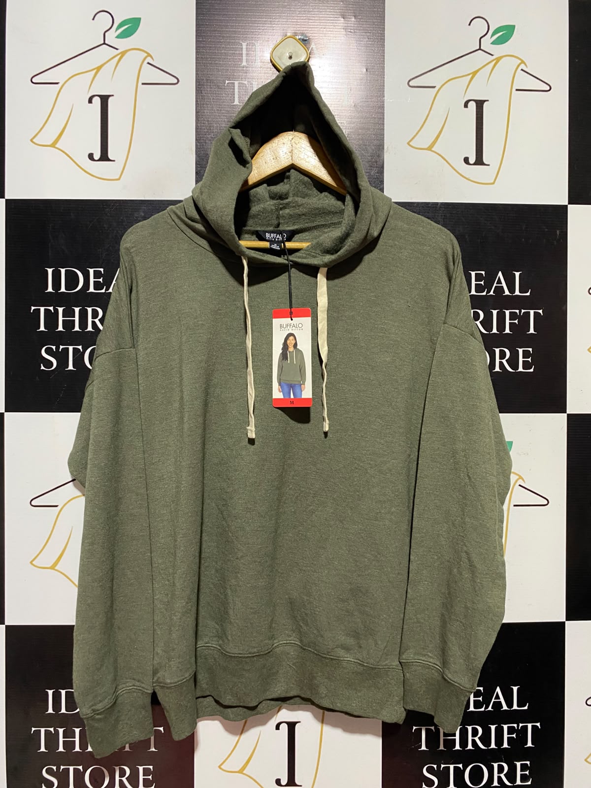 BUFFALO |M| BUST 23| A18| BITTON WOMEN’S OLIVE GREEN OVERSIZED HOODIE