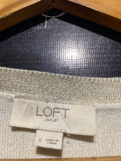 LOFT |S| BUST 18| A18| WOMEN’S METALLIC GOLD SHIMMER CREW-NECK LONG-SLEEVE SWEATER