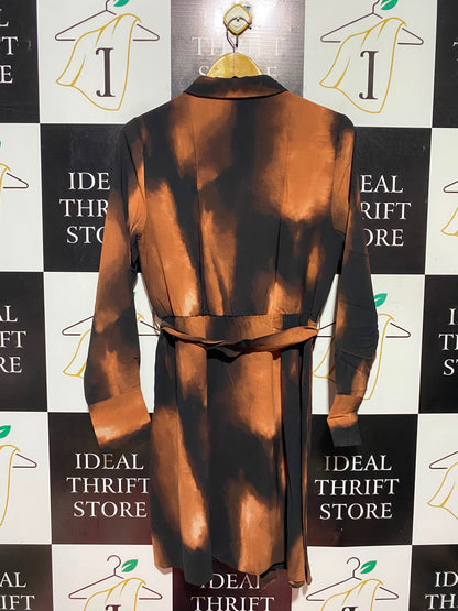 NEW LOOK |M| BUST 19| A18| WOMEN’S BOLD TIE-DYE PRINT LONG-SLEEVE SHIRT DRESS WITH BELT