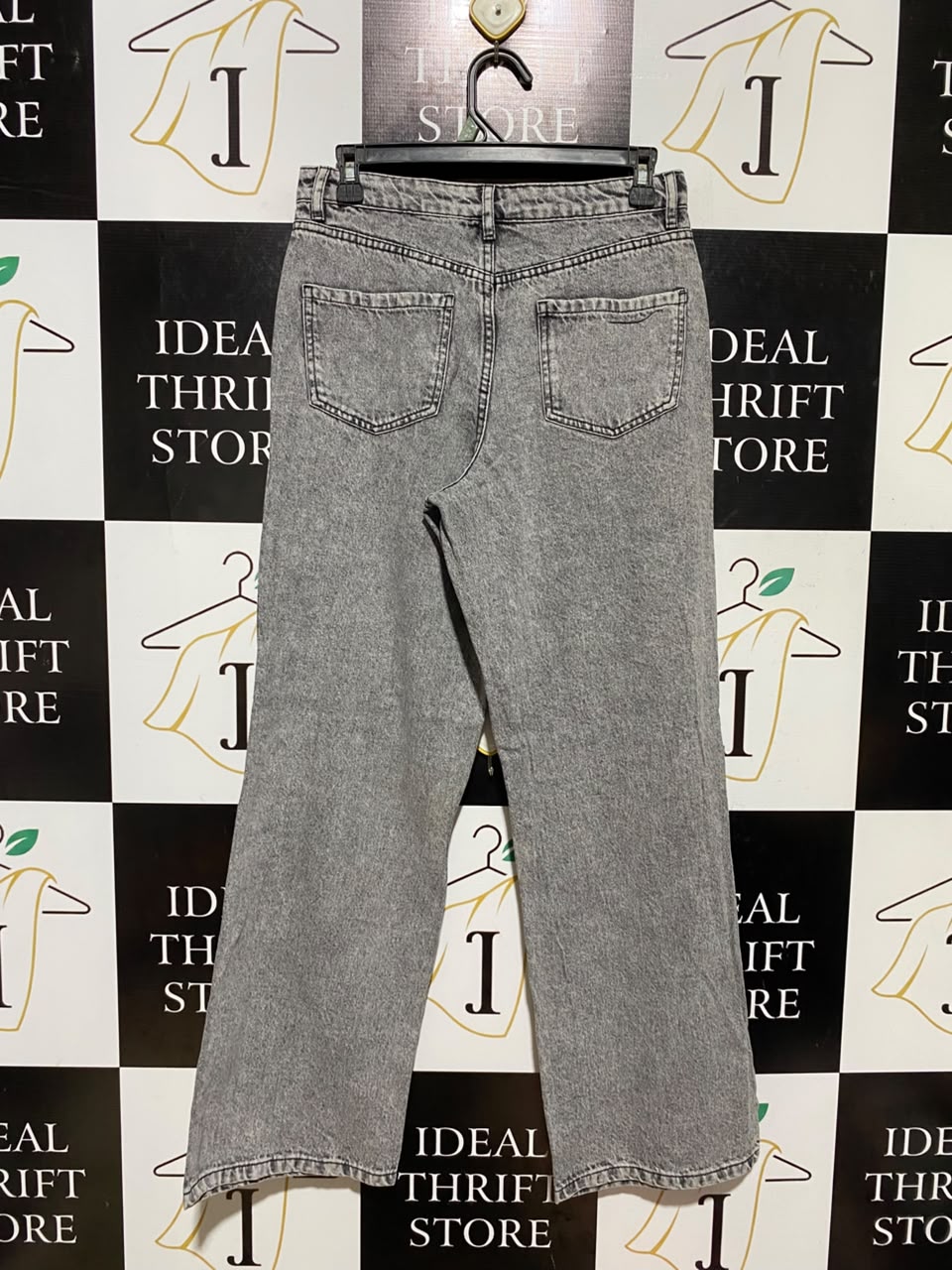 I GIRL & WEAR |M| WAIST 28| A18| WOMEN’S GREY VINTAGE-WASH STRAIGHT-LEG JEANS