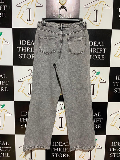 I GIRL & WEAR |M| WAIST 28| A18| WOMEN’S GREY VINTAGE-WASH STRAIGHT-LEG JEANS