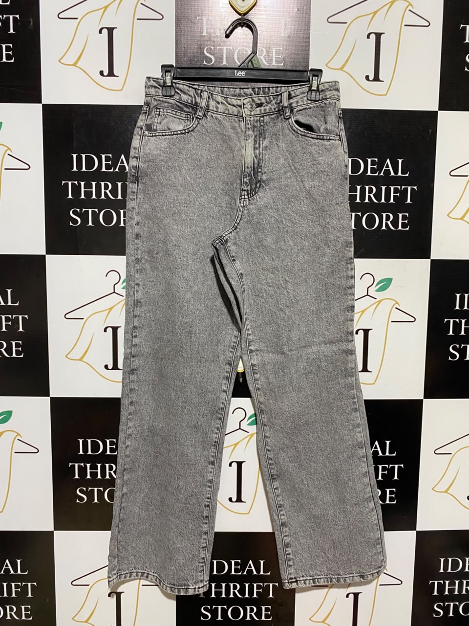 I GIRL & WEAR |M| WAIST 28| A18| WOMEN’S GREY VINTAGE-WASH STRAIGHT-LEG JEANS