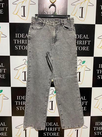 I GIRL & WEAR |M| WAIST 28| A18| WOMEN’S GREY VINTAGE-WASH STRAIGHT-LEG JEANS