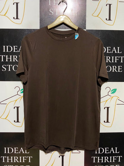 TU WOMAN |M| BUST 19| ESSENTIAL SOLID DARK BROWN CREW-NECK T-SHIRT