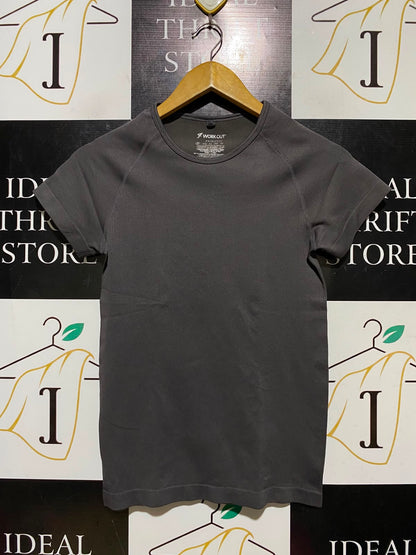 PRIMARK |S| BUST 14| A18| WOMEN’S CHARCOAL GREY SEAMLESS WORKOUT T-SHIRT