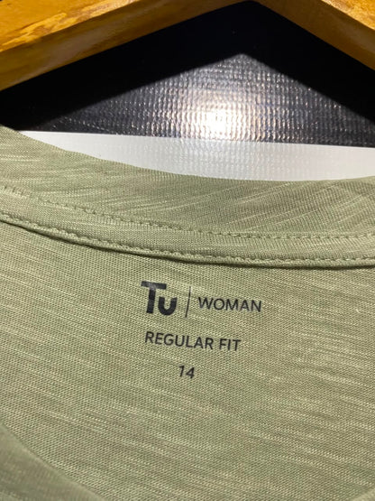 TU WOMAN |L| BUST | A18| WOMEN’S OLIVE GREEN T-SHIRT WITH LACE TRIM DETAIL