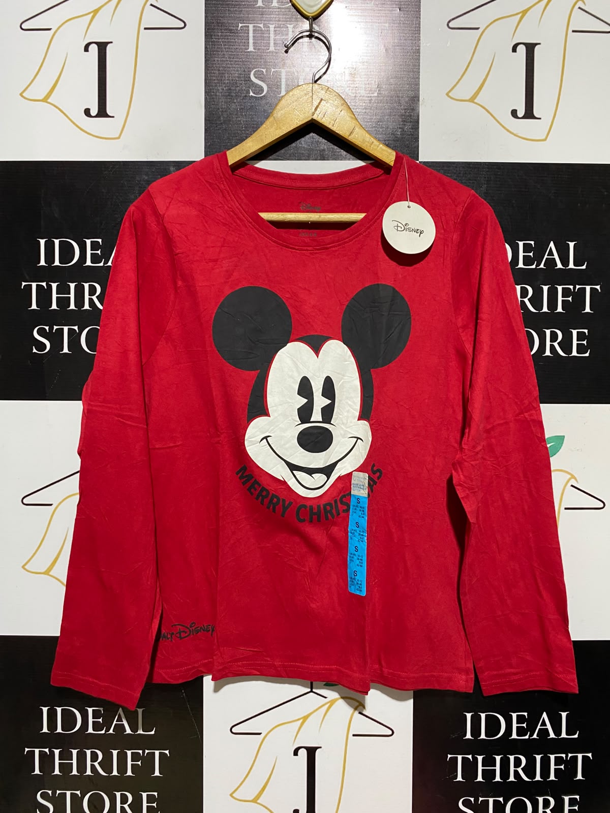 PRIMARK CARES |S| BUST 19| A18| DISNEY MICKEY MOUSE "MERRY CHRISTMAS" LONG-SLEEVE T-SHIRT