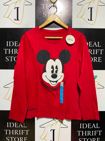 PRIMARK CARES |S| BUST 19| A18| DISNEY MICKEY MOUSE "MERRY CHRISTMAS" LONG-SLEEVE T-SHIRT