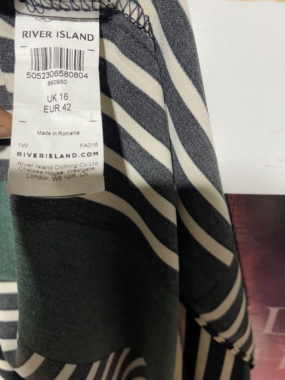 RIVER ISLAND |L| BUST 19| A18| WOMEN’S GEOMETRIC STRIPED CAMISOLE DRESS