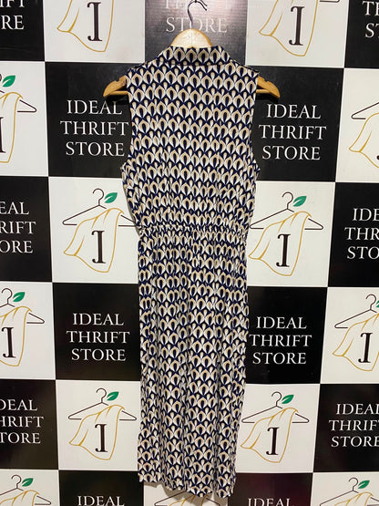 APRICOT |M| BUST 17| A18| WOMEN’S GEOMETRIC PRINT SLEEVELESS COLLARED DRESS