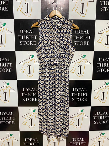 APRICOT |M| BUST 17| A18| WOMEN’S GEOMETRIC PRINT SLEEVELESS COLLARED DRESS
