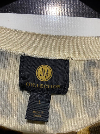 J M COLLECTION |L| BUST 18| A18| WOMEN'S ANIMAL PRINT OMBRE LONG-SLEEVE SWEATER WITH BUTTON DETAIL