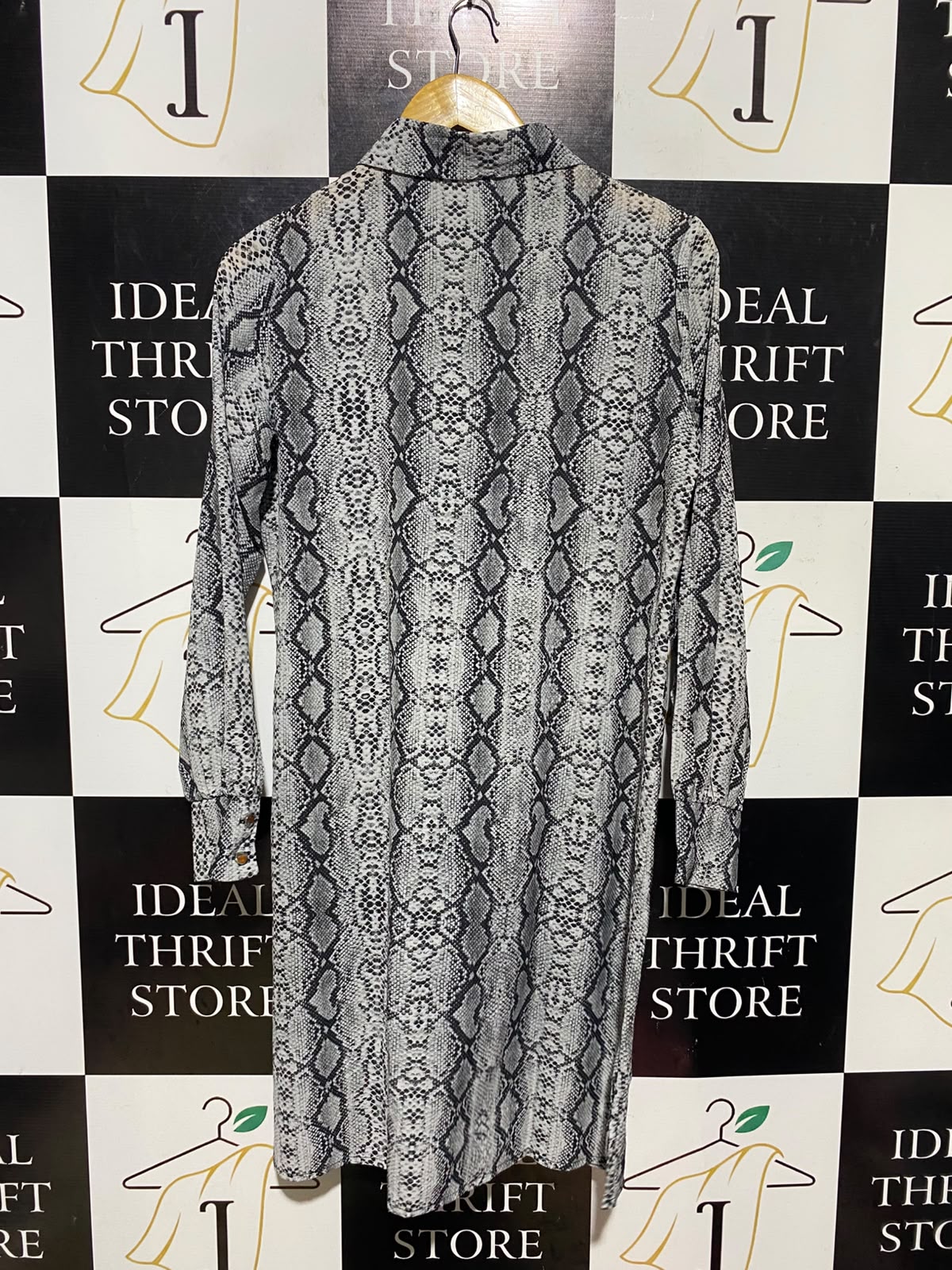 LIPSY LONDON |L| BUST 19| A18| WOMEN'S MONOCHROME SNAKESKIN PRINT SHIRT DRESS