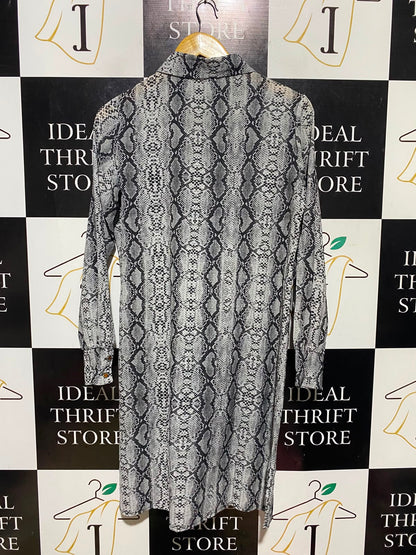 LIPSY LONDON |L| BUST 19| A18| WOMEN'S MONOCHROME SNAKESKIN PRINT SHIRT DRESS