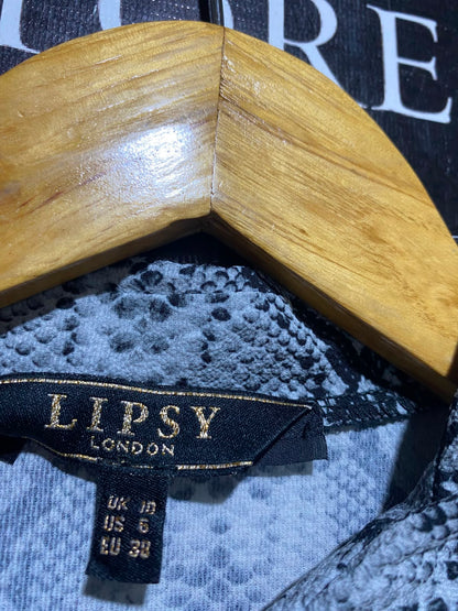 LIPSY LONDON |L| BUST 19| A18| WOMEN'S MONOCHROME SNAKESKIN PRINT SHIRT DRESS
