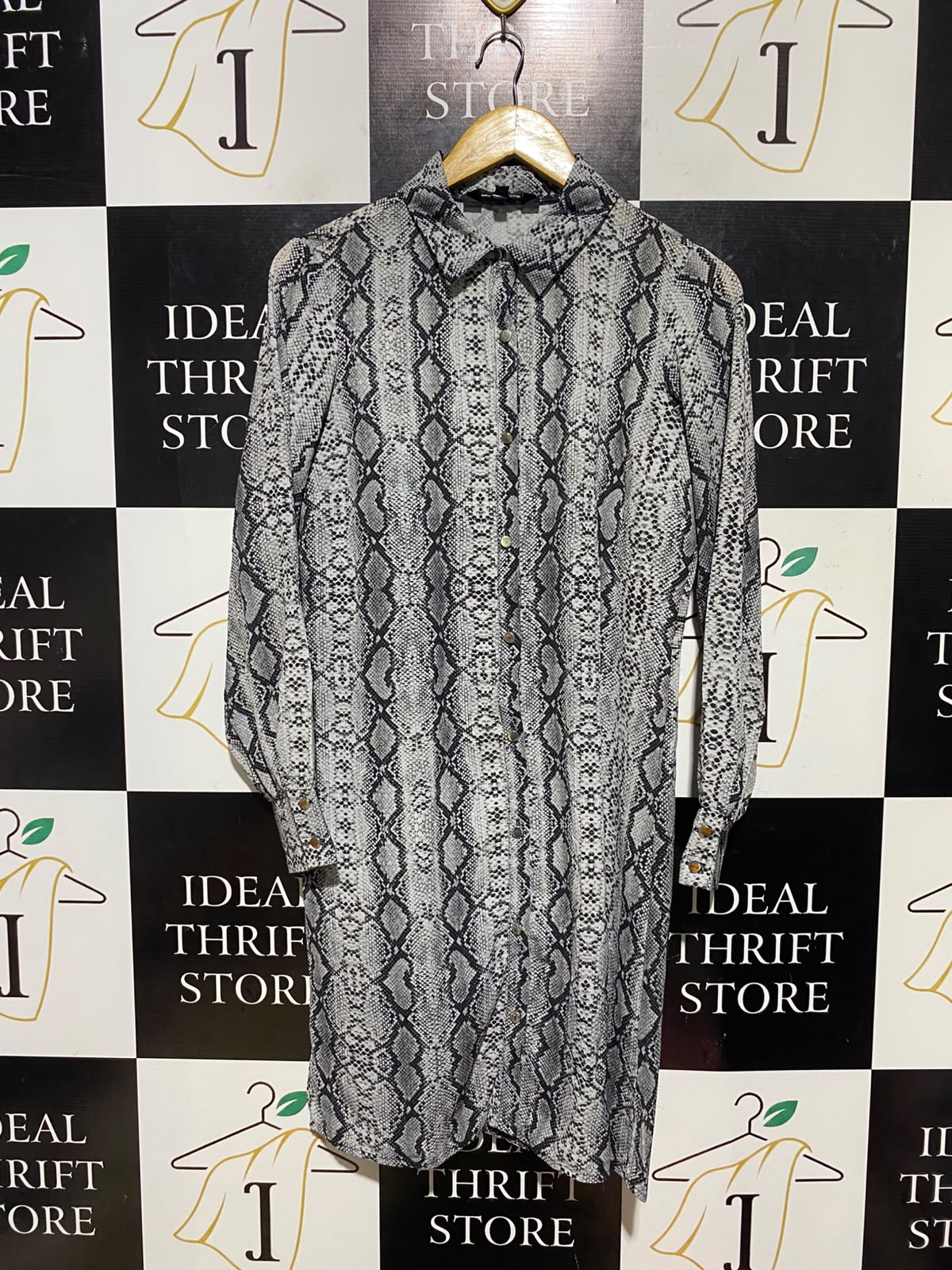 LIPSY LONDON |L| BUST 19| A18| WOMEN'S MONOCHROME SNAKESKIN PRINT SHIRT DRESS
