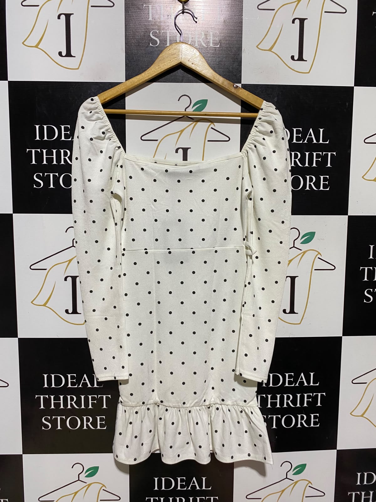 MISSPAP |S| BUST 15| A18| WOMEN'S WHITE POLKA DOT MINI DRESS