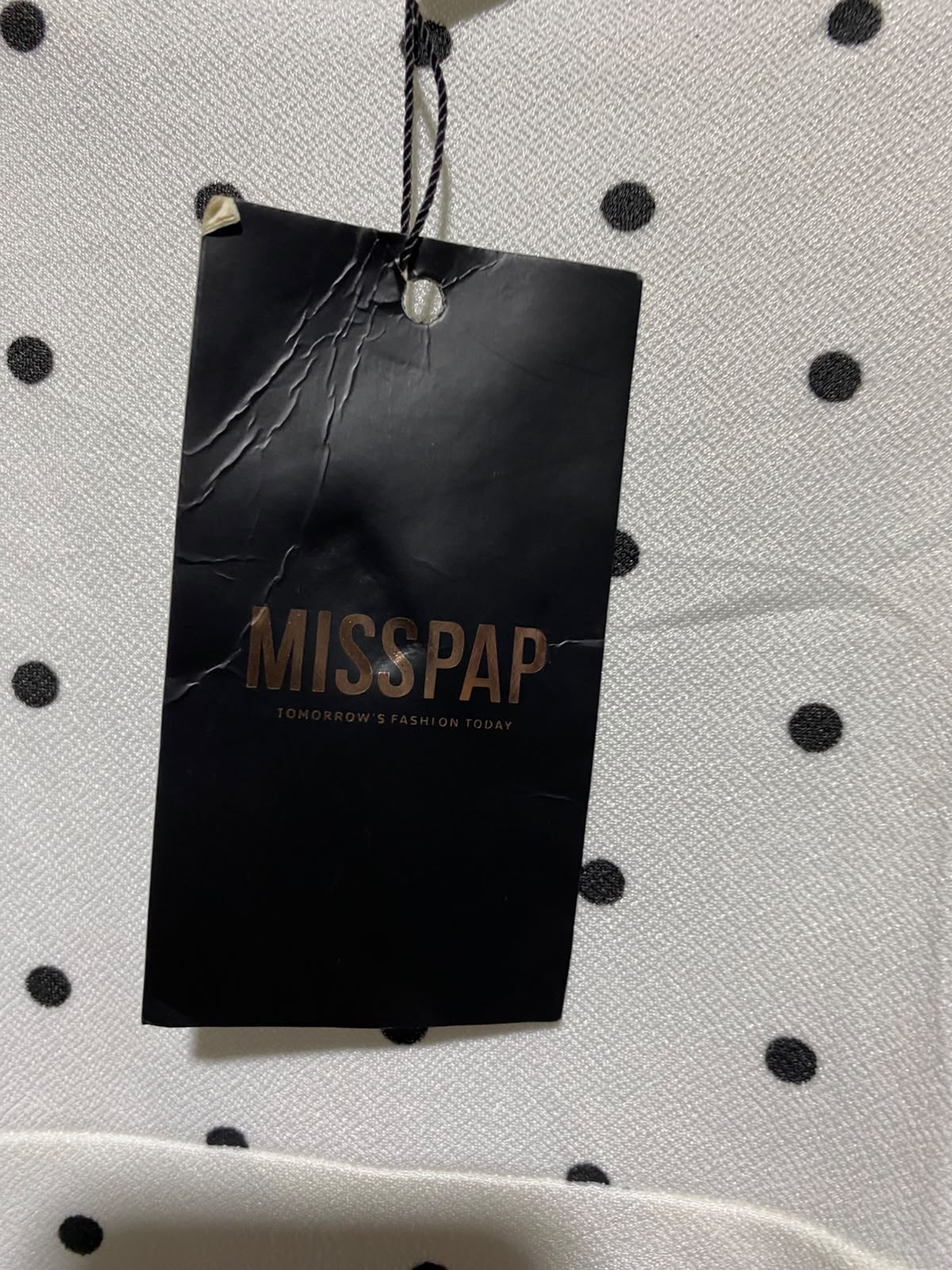 MISSPAP |S| BUST 15| A18| WOMEN'S WHITE POLKA DOT MINI DRESS