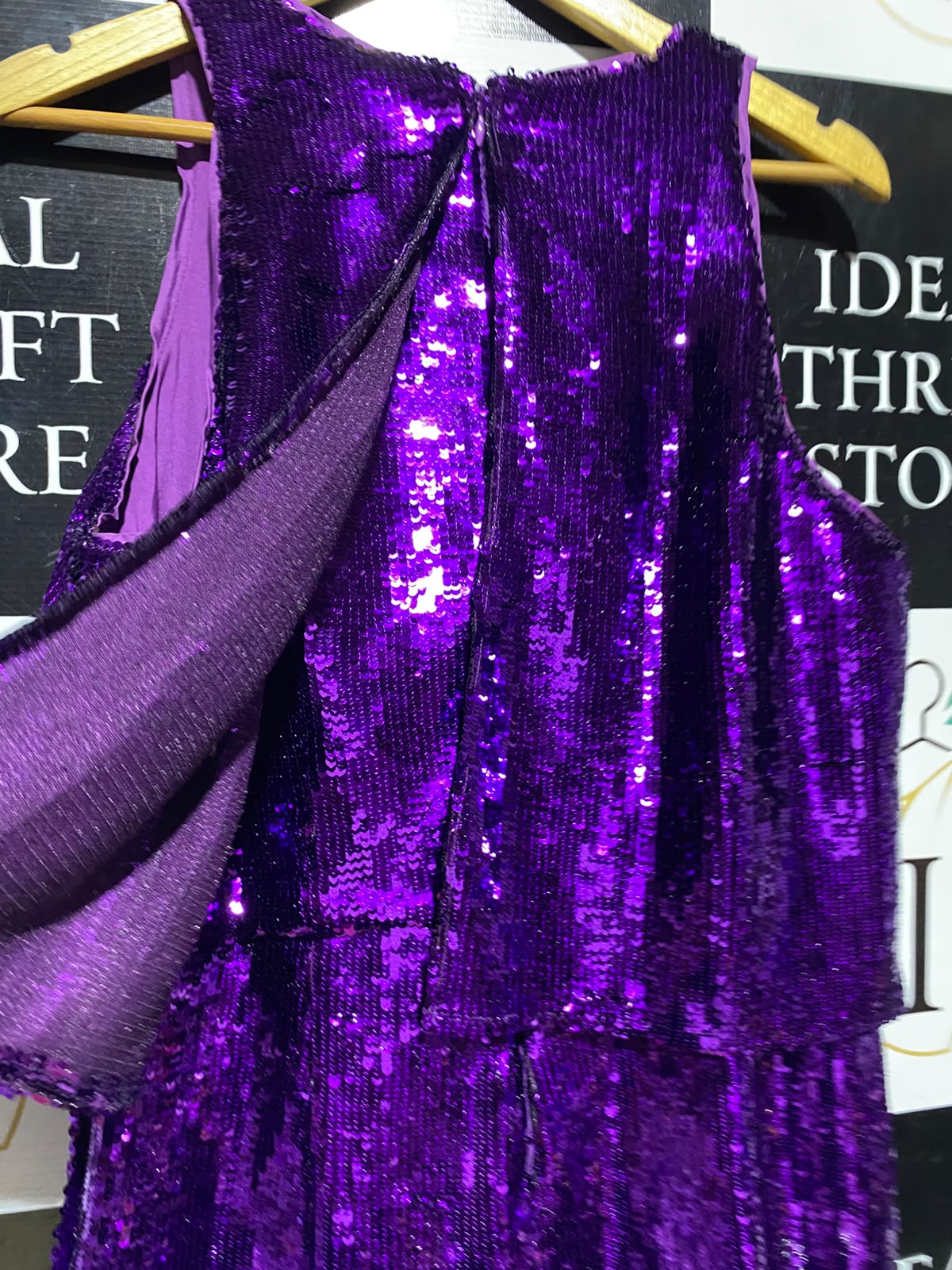 RIVER ISLAND |L| BUST 19| A18| VIBRANT PURPLE SEQUINED TIERED PARTY DRESS