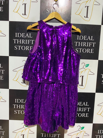 RIVER ISLAND |L| BUST 19| A18| VIBRANT PURPLE SEQUINED TIERED PARTY DRESS