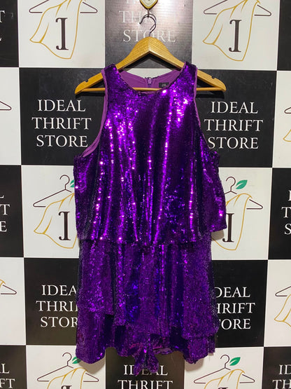 RIVER ISLAND |L| BUST 19| A18| VIBRANT PURPLE SEQUINED TIERED PARTY DRESS