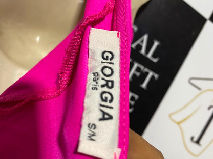 GIORGIA |S/M| BUST 15| A18| VIBRANT HOT PINK ONE-SHOULDER CUT-OUT DRESS WITH BUCKLE DETAIL