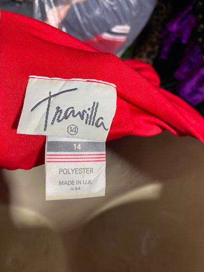 TRARILLA |L| BUST 15| A18| VIBRANT RED RUCHED STRAPLESS BODYCON DRESS