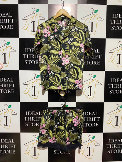 FLORA NIKROOZ |M| A17| WOMEN'S TROPICAL FLORAL PRINT PAJAMA SHIRT AND SHORTS SET