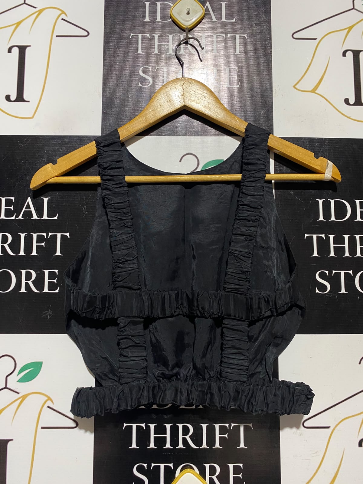 TOP SHOP |S| BUST 15| A17| WOMEN'S BLACK ELASTICATED HEM SLEEVELESS TOP