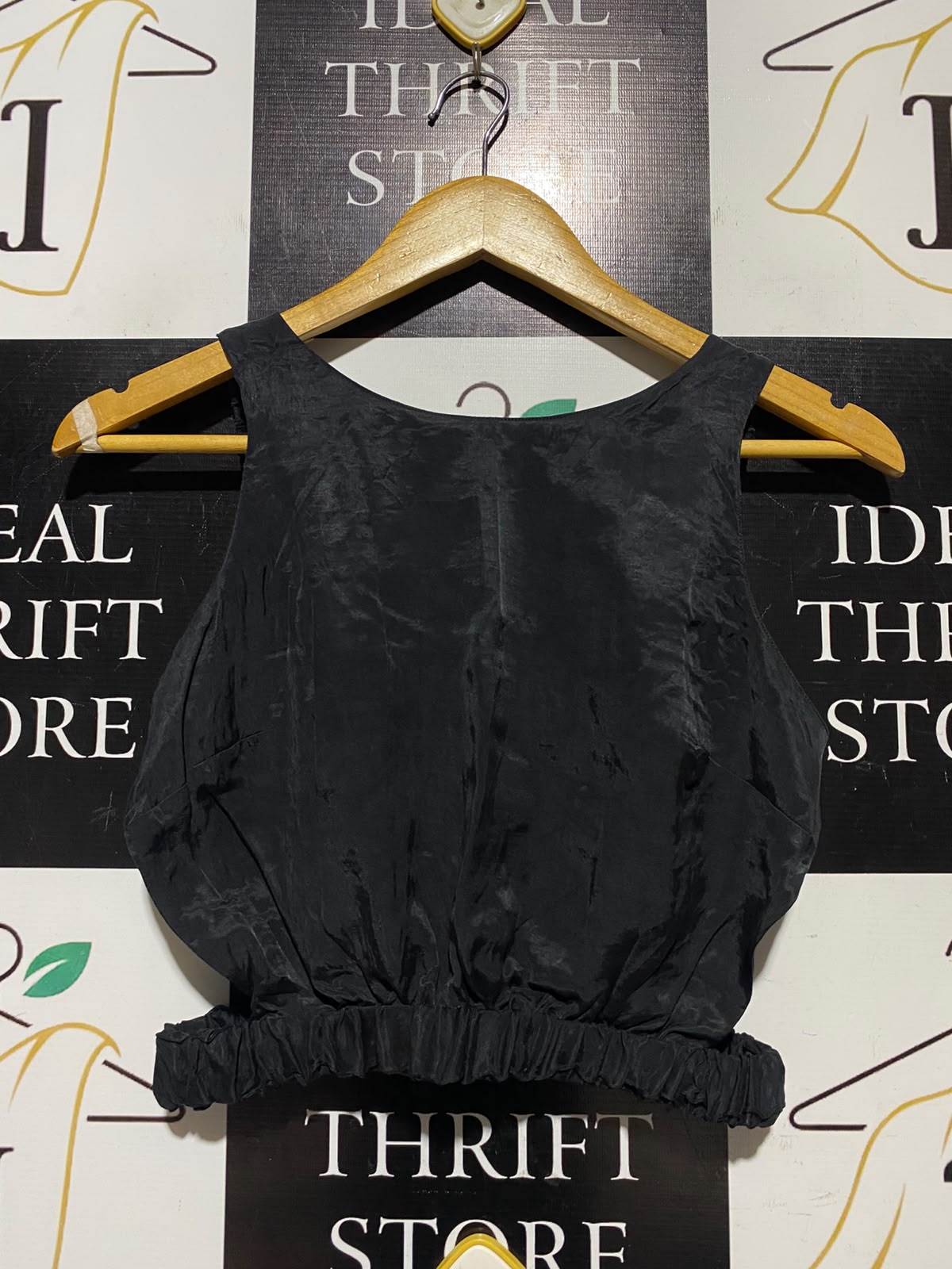 TOP SHOP |S| BUST 15| A17| WOMEN'S BLACK ELASTICATED HEM SLEEVELESS TOP