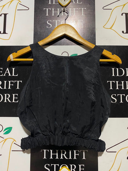 TOP SHOP |S| BUST 15| A17| WOMEN'S BLACK ELASTICATED HEM SLEEVELESS TOP
