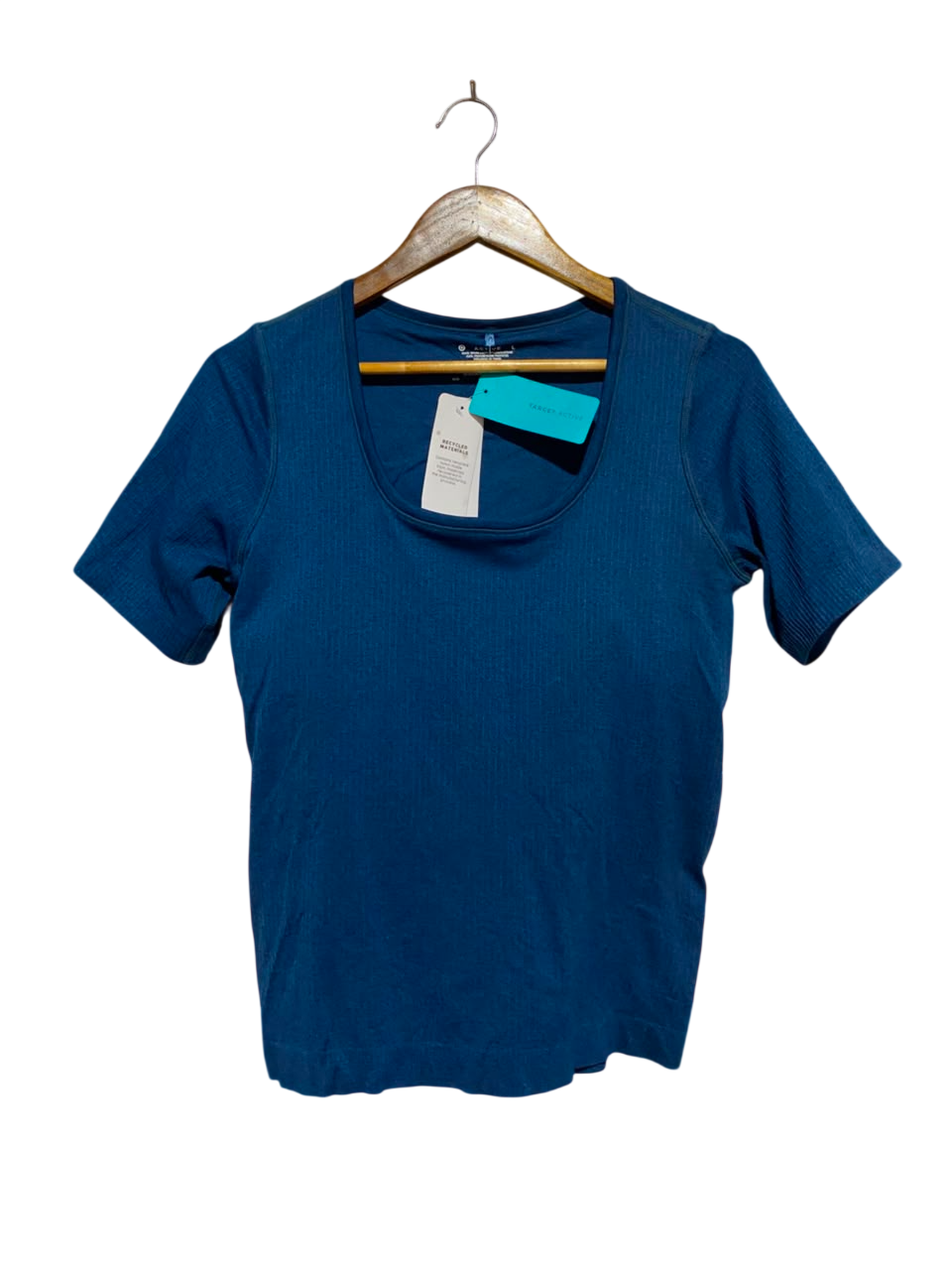 TARGET ACTIVE |L| BUST 17| A18| BLUE RIBBED SCOOP NECK ATHLETIC T-SHIRT