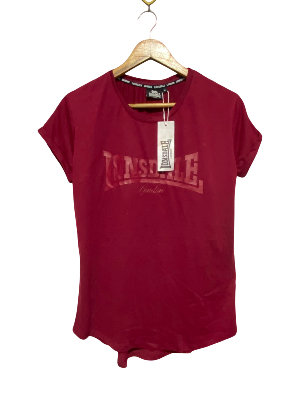 LONSDALE |M| BUST 19| A18| MAROON LOGO ATHLETIC T-SHIRT