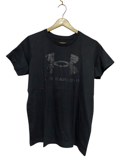 UNDER ARMOUR |M| BUST 19| A18| ENHANCE YOUR ACTIVEWEAR COLLECTION WITH THIS UNDER ARMOUR BLACK LOGO ATHLETIC T-SHIRT