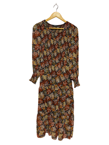 ROMAN |M| BUST 14| A19| AUTUMNAL FLORAL SMOCKED LONG-SLEEVE MIDI DRESS