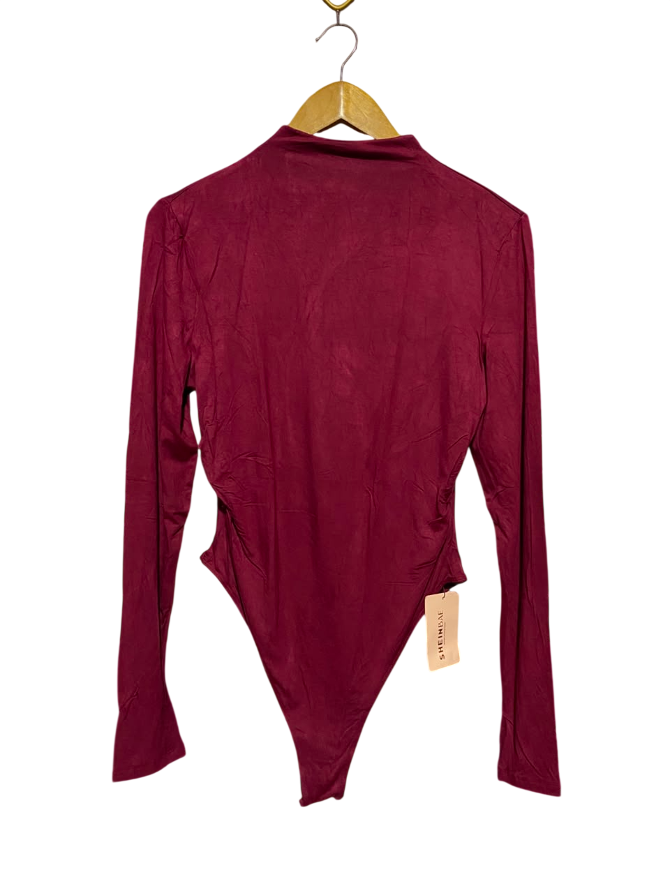 SHEIN |L| BUST 17| A19| BAE BURGUNDY LONG-SLEEVE MOCK NECK BODYSUIT