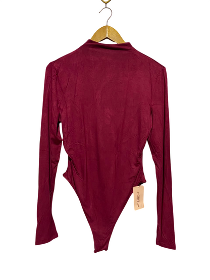 SHEIN |L| BUST 17| A19| BAE BURGUNDY LONG-SLEEVE MOCK NECK BODYSUIT