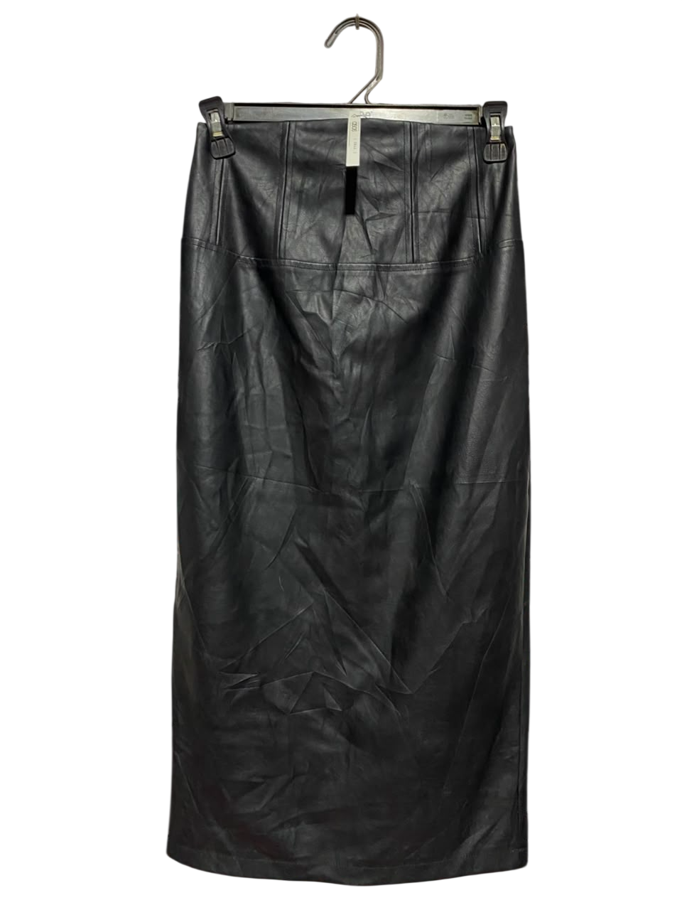 ASOS |XS| WAIST 24| A19| BLACK FAUX LEATHER MIDI SKIRT