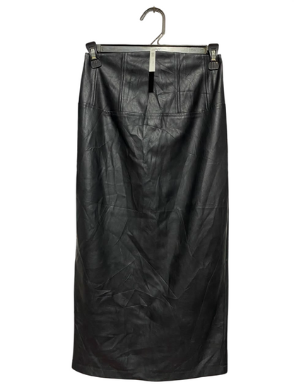 ASOS |XS| WAIST 24| A19| BLACK FAUX LEATHER MIDI SKIRT