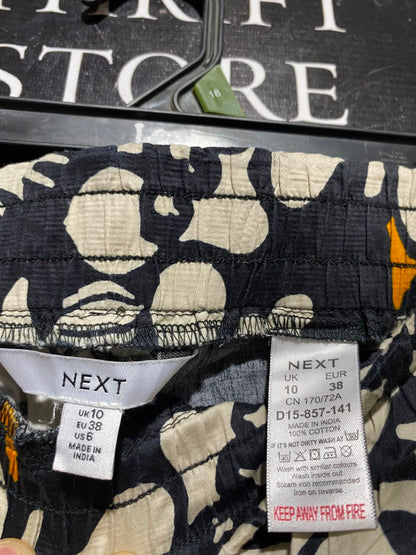 NEXT |L| WAIST 30| A19| BLACK AND OFF-WHITE FLORAL PRINT ELASTIC WAIST CASUAL PANTS