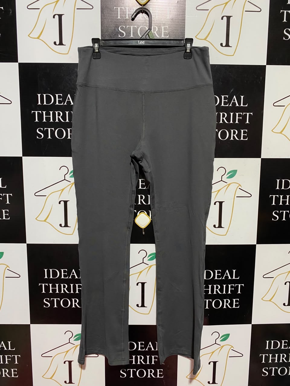 PRIMARK |L| WAIST 31| A19| CHARCOAL GREY HIGH-WAISTED ATHLETIC FLARE LEGGINGS