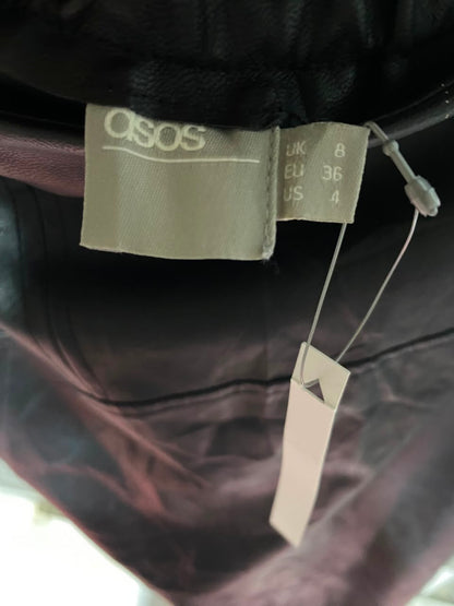 ASOS |XS| WAIST 24| A19| BLACK FAUX LEATHER MIDI SKIRT