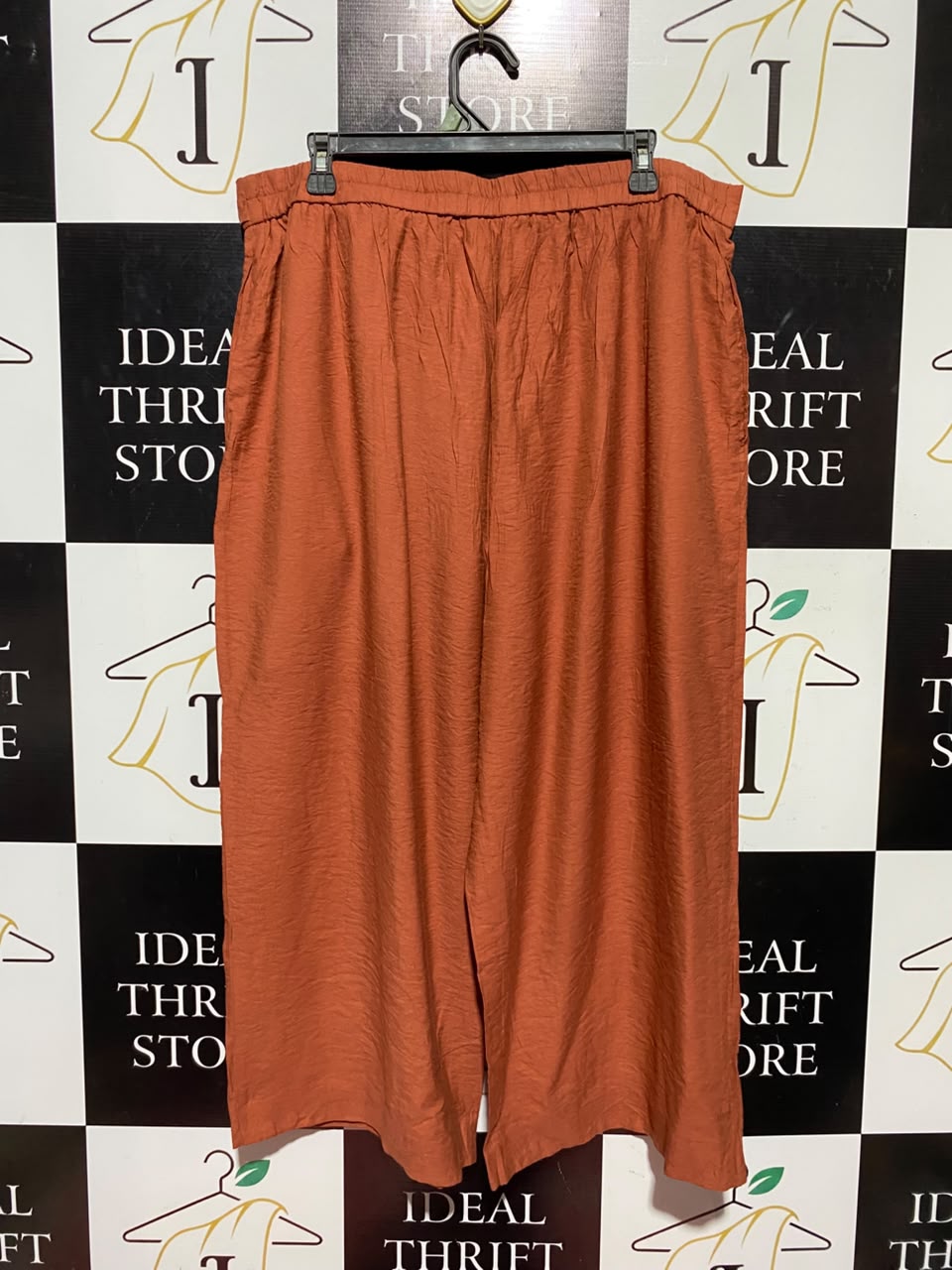 GEORGE |XXL| WAIST 36| A19| RUST ORANGE TIE-WAIST WIDE-LEG CASUAL PANTS