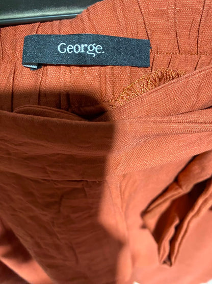 GEORGE |XXL| WAIST 36| A19| RUST ORANGE TIE-WAIST WIDE-LEG CASUAL PANTS