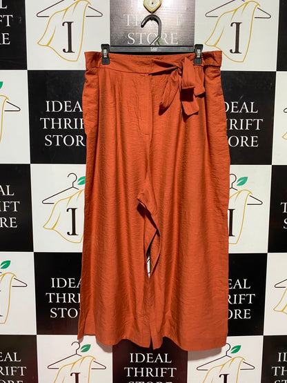 GEORGE |XXL| WAIST 36| A19| RUST ORANGE TIE-WAIST WIDE-LEG CASUAL PANTS