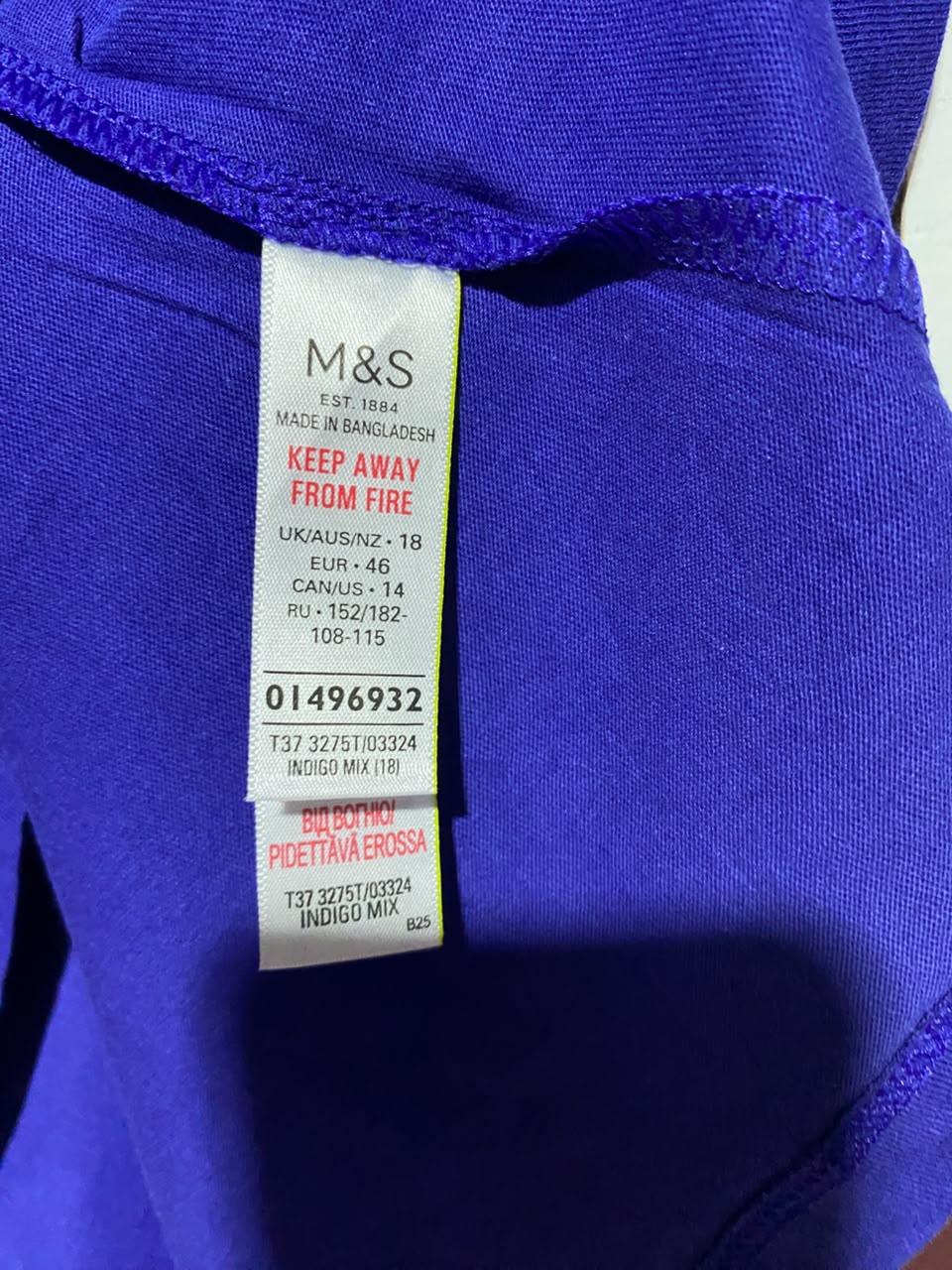 M&S |L| BUST 21| A19| BLUE "BE WEEKEND" SHORT-SLEEVE T-SHIRT